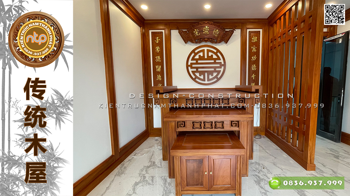 [Thi công] Lắp dựng nội thất phòng thờ gỗ gõ đỏ tại Lạng Sơn | Nam Thành Phát 0836937999
