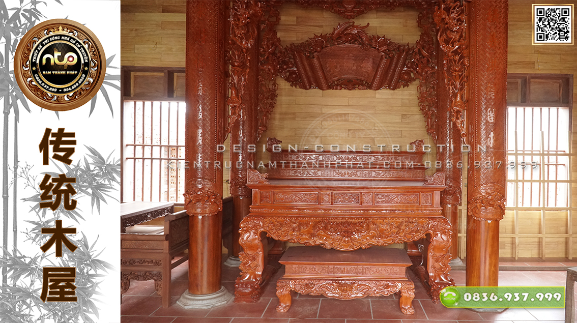 [Thi công nhà gỗ] Thi công lắp dựng nội thất nhà gỗ 3 gian 18 cột tại Thanh Hóa (Phần 3) | Nam Thành Phát 0836 937 999