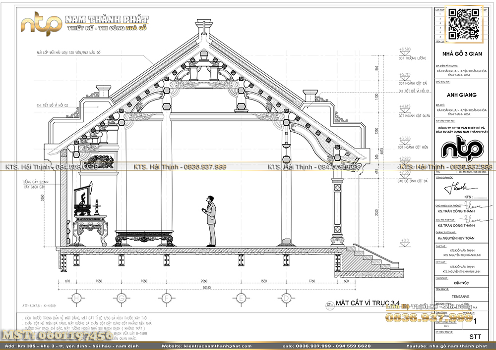 Cấu tạo nhà gỗ 3 gian