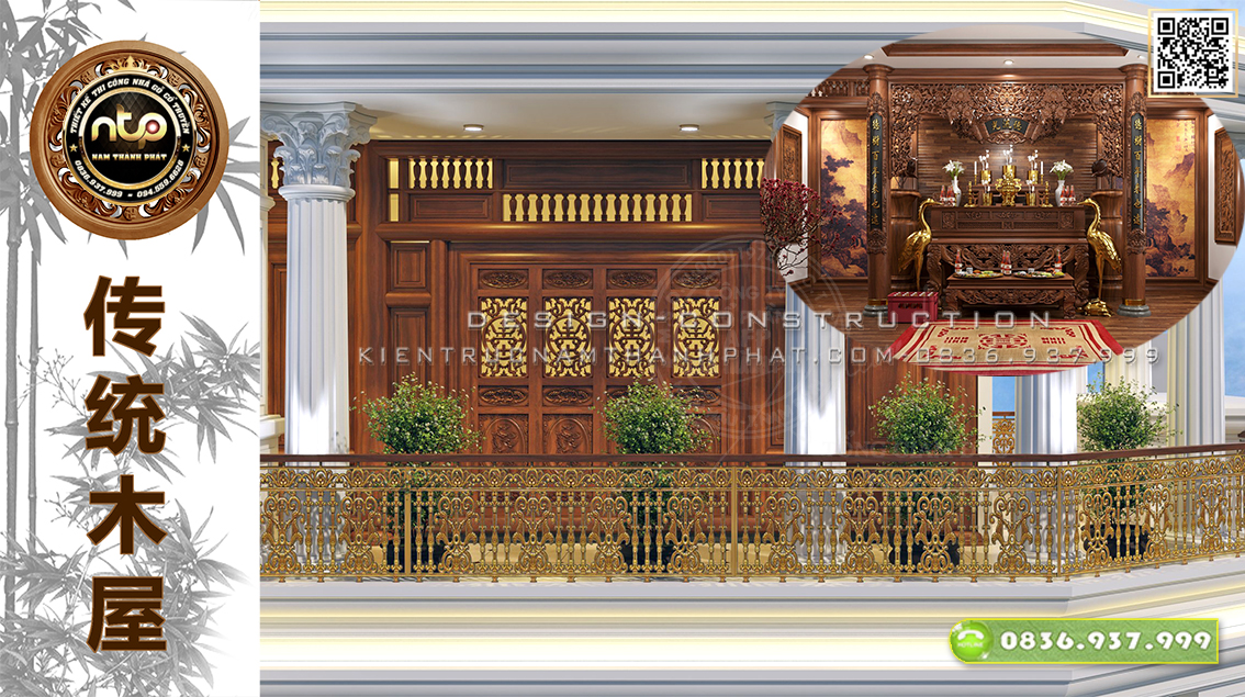 [Nội thất phòng thờ] Mê mẩn với mẫu thiết kế nội thất phòng thờ trong căn biệt thự lô góc phong cách Châu Âu - Nam Thành Phát 