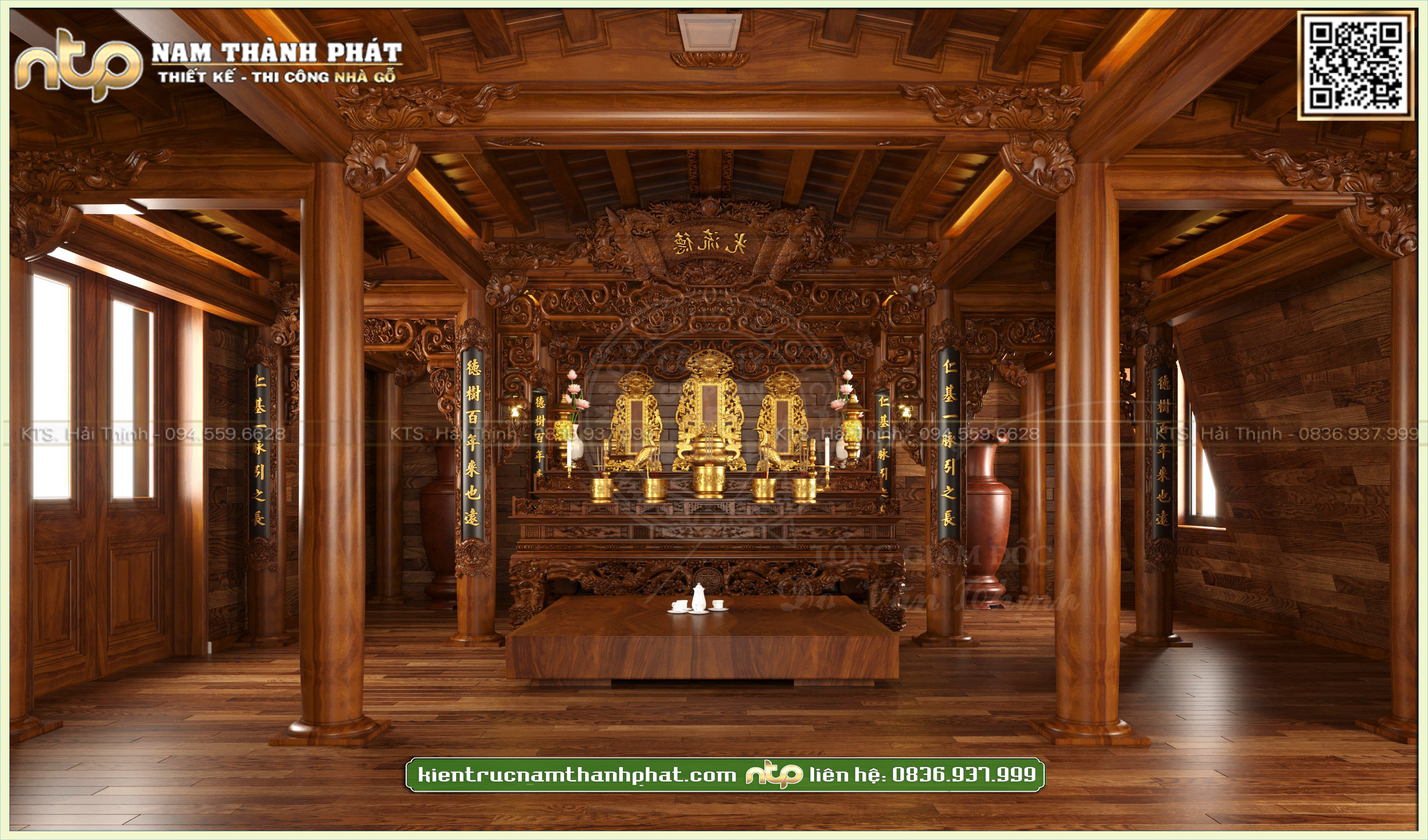 Thiết kế nội thất phòng thờ đẹp trên tầng tum | Nam Thành Phát 094 559 6628