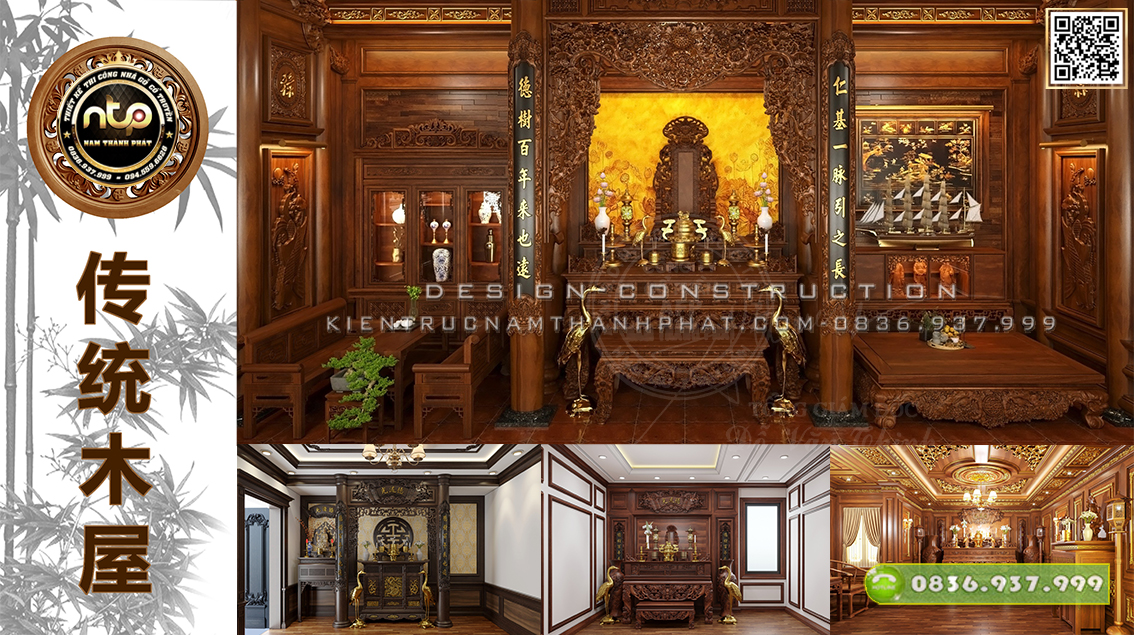 Chiêm ngưỡng 10 mẫu thiết kế nội thất phòng thờ đẹp, chuẩn phong thủy năm 2023 | Nhà gỗ Nam Thành Phát