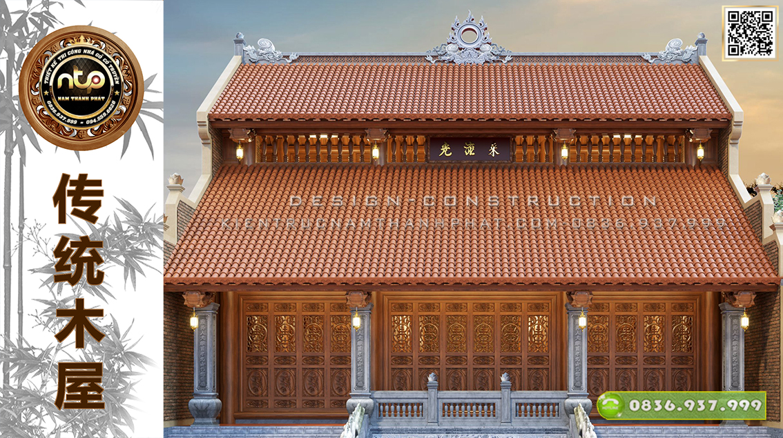 [Kiến thức nhà gỗ] Nhà gỗ cổ truyền có kiến trúc mái nhà gồm những gì | Hoa văn trang trí trên mái nhà | Nam Thành Phát 0836937999