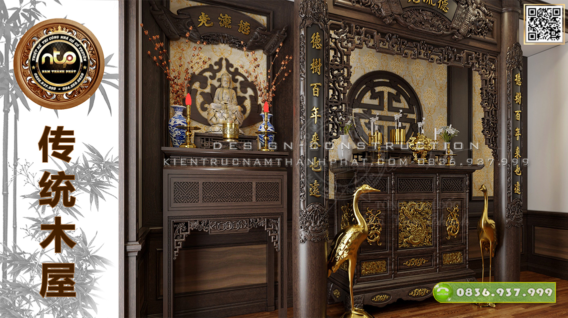 [TOP 5+] Mẫu thiết kế nội thất phòng thờ đẹp nhất năm 2023 | Kết hợp tinh tế giữa bàn thờ gia tiên và bàn thờ phật mang đến không gian thanh tịnh