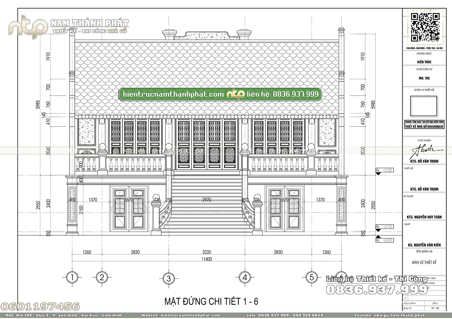 Bản vẽ chi tiết nhà gỗ 3 gian 2 mái 