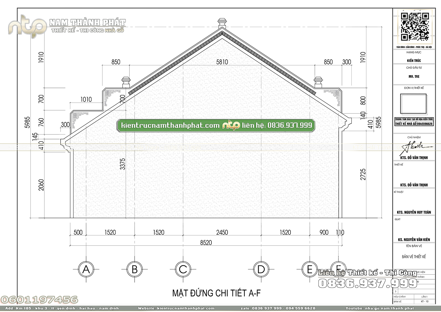 Bản vẽ chi tiết nhà gỗ 3 gian 2 dĩ