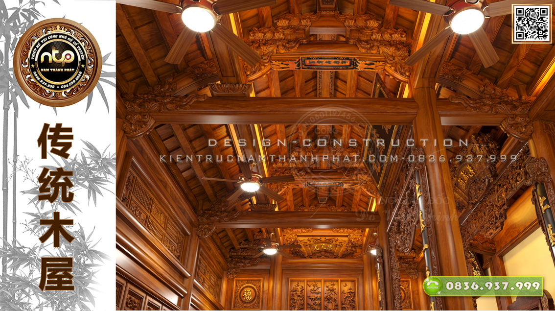 Ngắm nhìn mẫu nhà gỗ cổ truyền kiến trúc chồng rường đấu sen | Nét xưa trong kiến trúc nhà gỗ mới | Nam Thành Phát