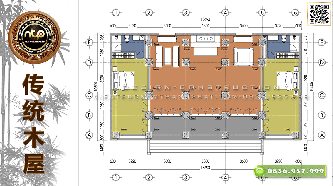 Kích thước nhà gỗ 5 gian Bắc Bộ theo đúng tiêu chuẩn | Nam Thành Phát 0836937999
