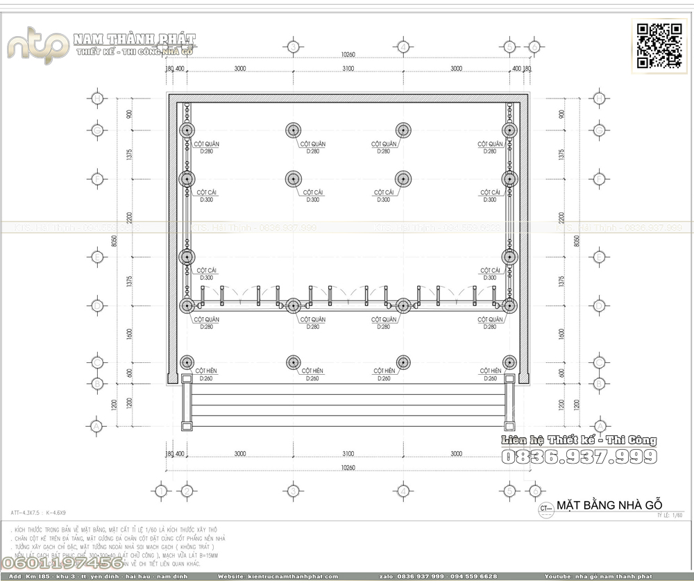 Thiết kế nhà gỗ 3 gian 22 cột | Mẫu nhà gỗ 3 gian đủ cột đẹp mang đậm kiến trúc truyền thống Bắc Bộ tại Thanh Hóa