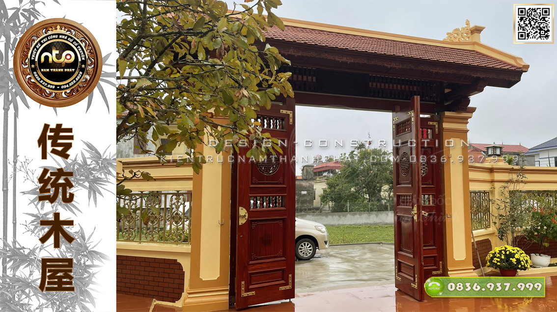 Cổng gỗ trong nhà gỗ - Điểm nhấn khó phai trong từng nếp nhà gỗ cổ truyền Bắc Bộ