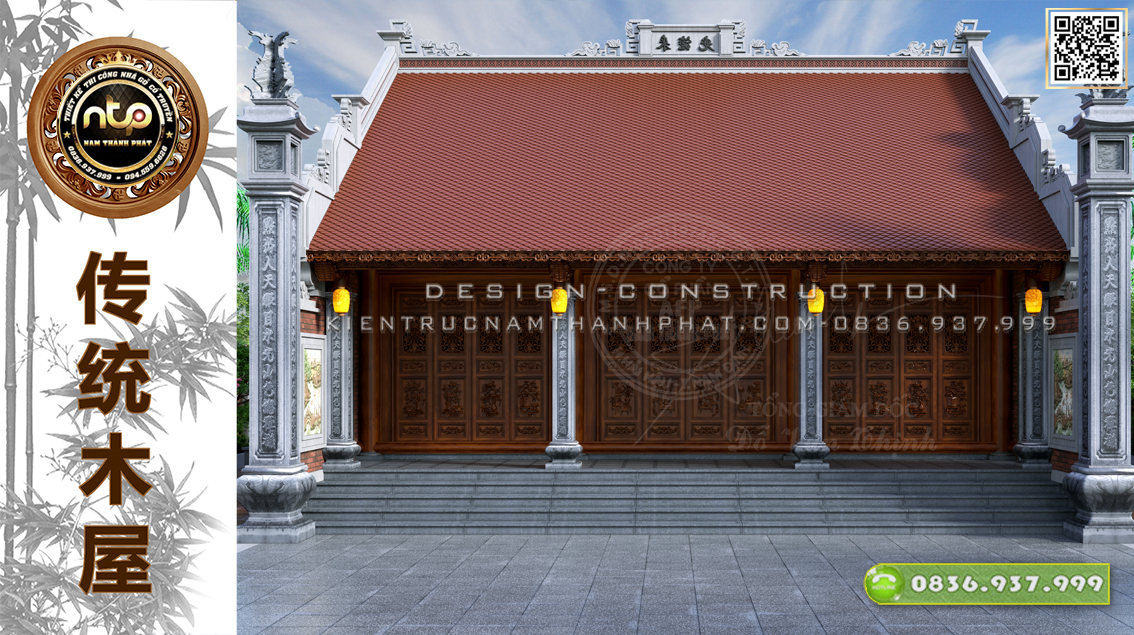 Nhà gỗ 3 gian | Mẫu nhà gỗ truyền thống Bắc Bộ mang đậm bản sắc dân tộc