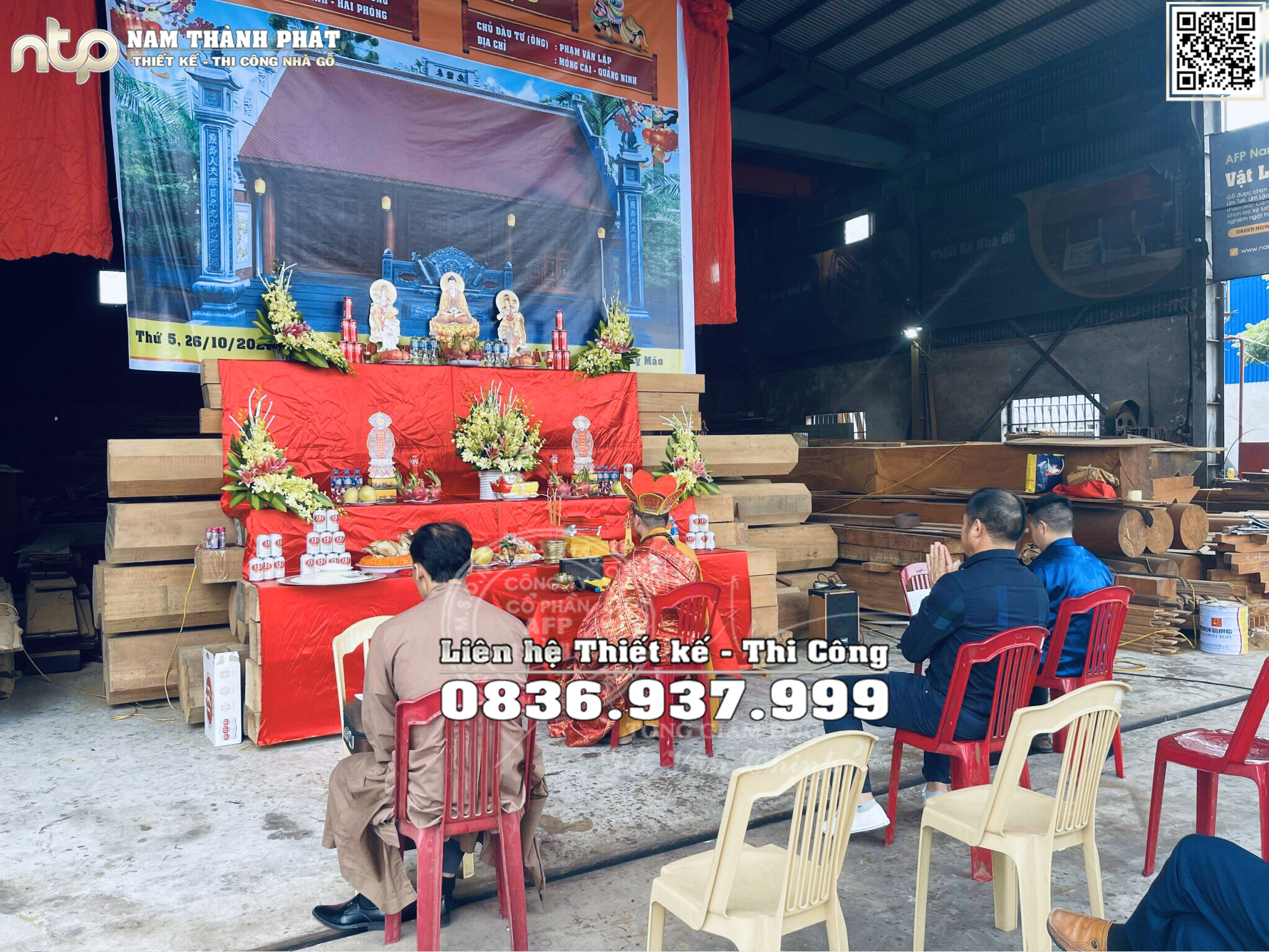 Lễ phạt mộc nhà gỗ Lim 3 gian tại Quảng Ninh - Nhà gỗ Nam Thành Phát