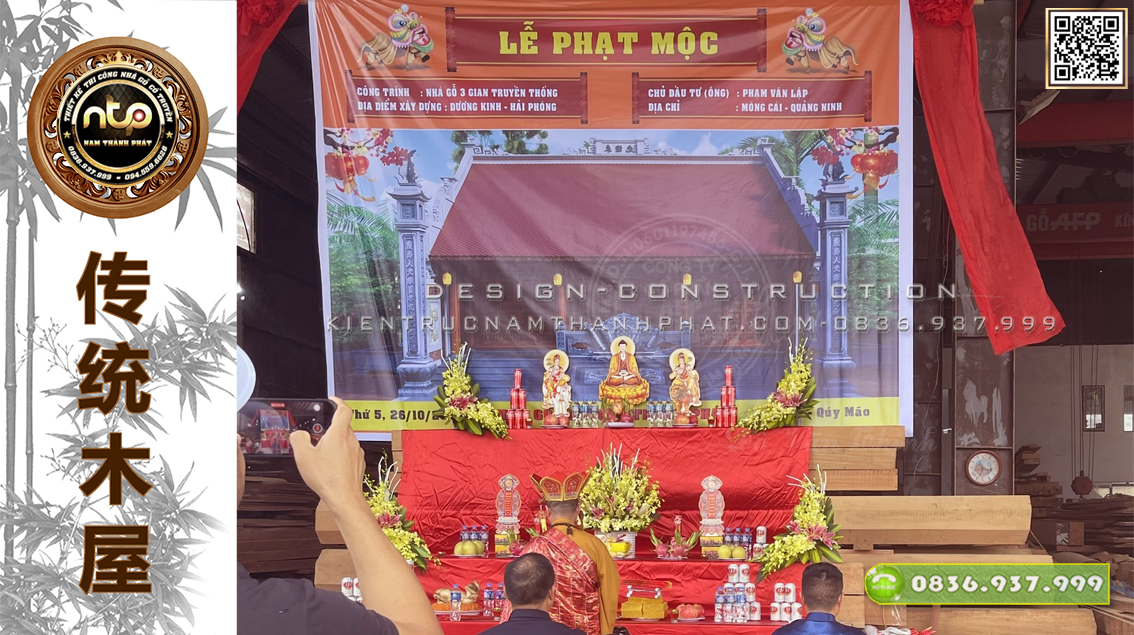 Lễ phạt mộc nhà gỗ Lim 3 gian tại Quảng Ninh - Nhà gỗ Nam Thành Phát