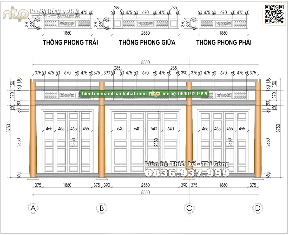 Cửa bức bàn trong nhà gỗ cổ truyền