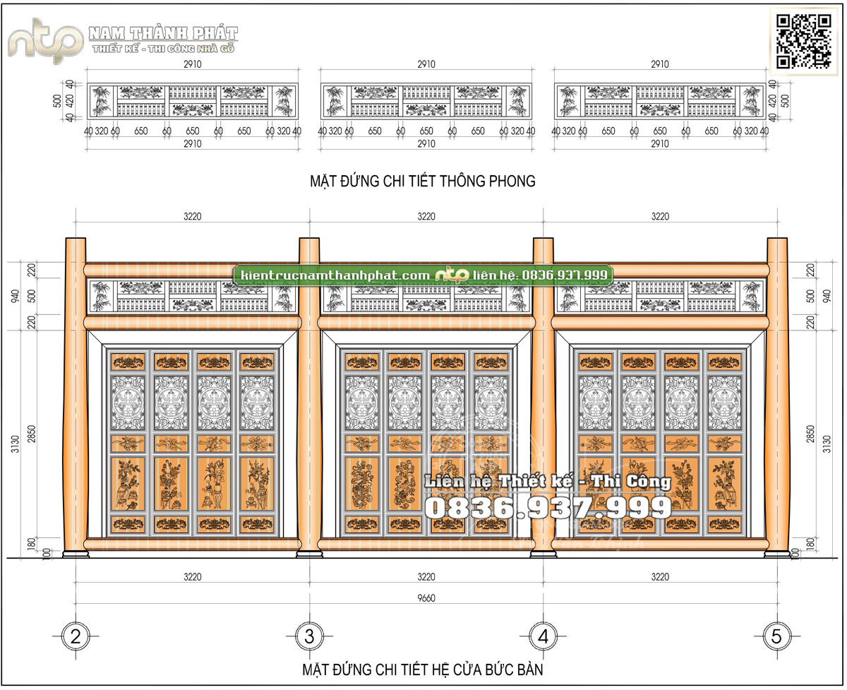 Cửa bức bàn trong nhà gỗ cổ truyền