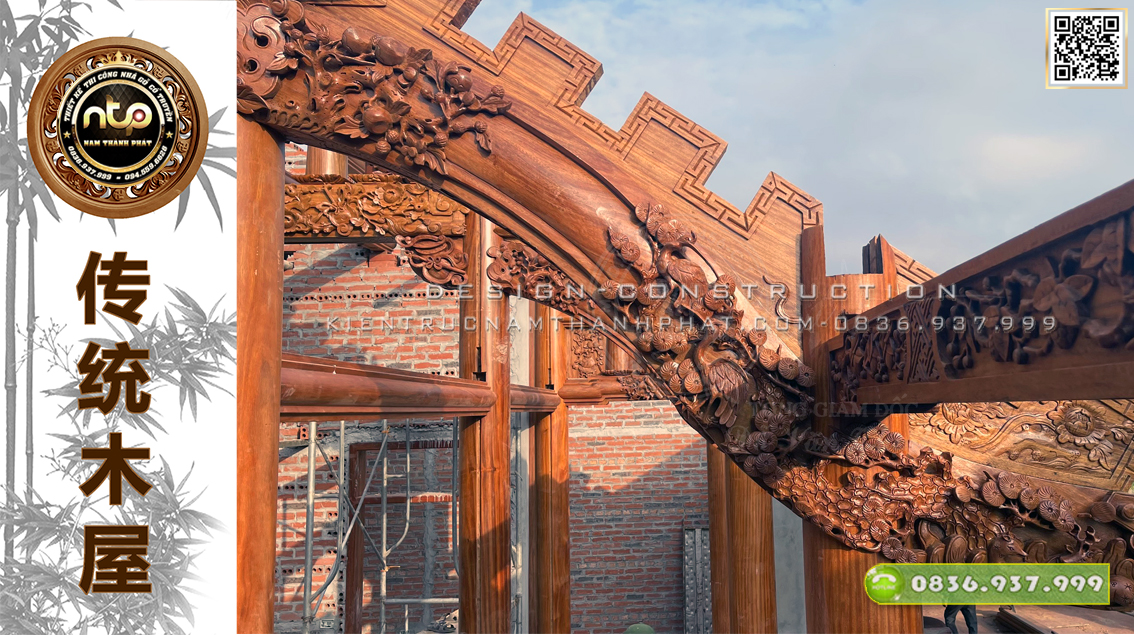 Lắp Dựng Nhà Gỗ 5 Gian 2 Buồng Cho Gia Chủ Tại Làng Mộc Hai Giáp Hải Anh