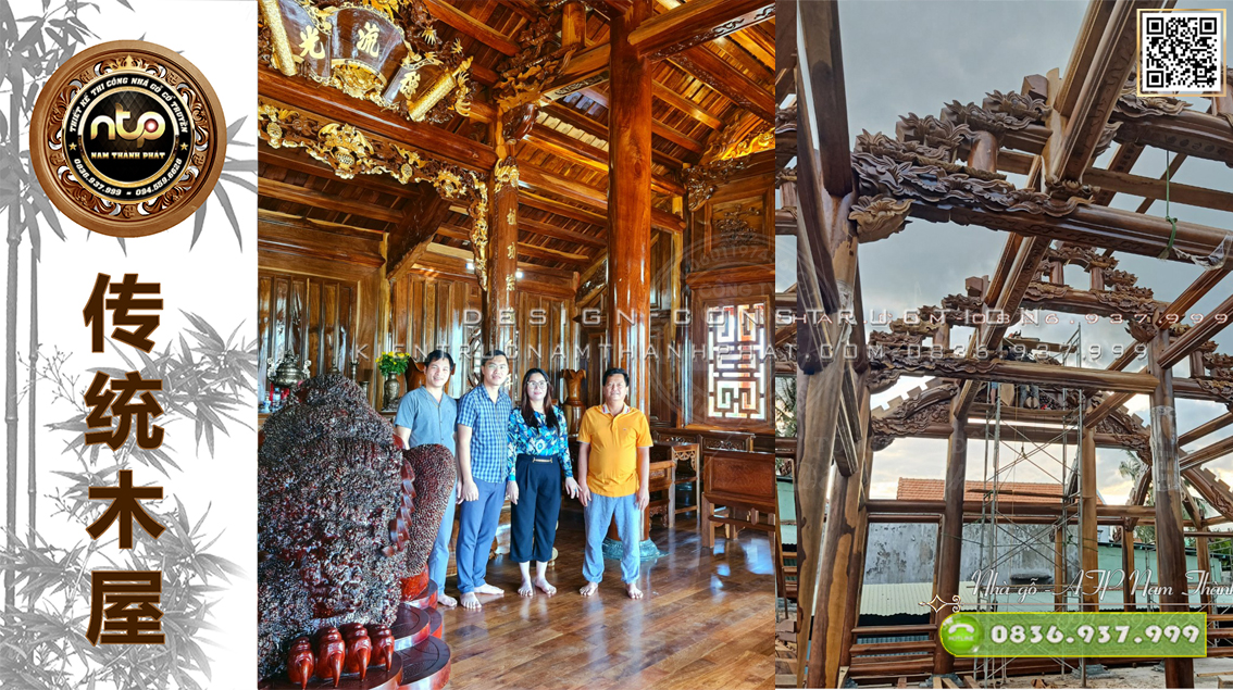 Dự Án: Nhà Gỗ 3 Gian 2 Trái Gỗ Cẩm Việt Tại Phú Yên