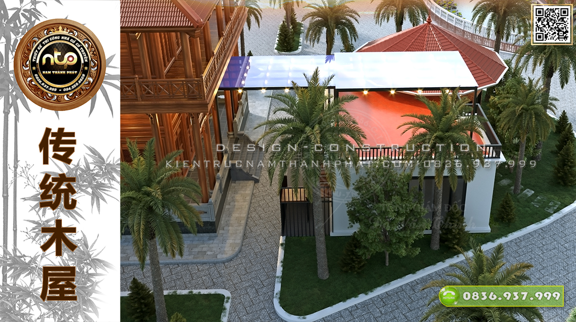Thiết kế cảnh quan sân vườn trong không gian nhà gỗ cổ truyền | 0836937999