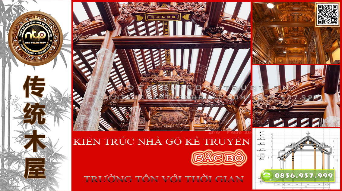 NHÀ GỖ KẺ TRUYỀN BẮC BỘ - KIẾN TRÚC NHÀ GỖ CỔ TRUYỀN VƯỢT THỜI GIAN - kientrucnamthanhphat.com