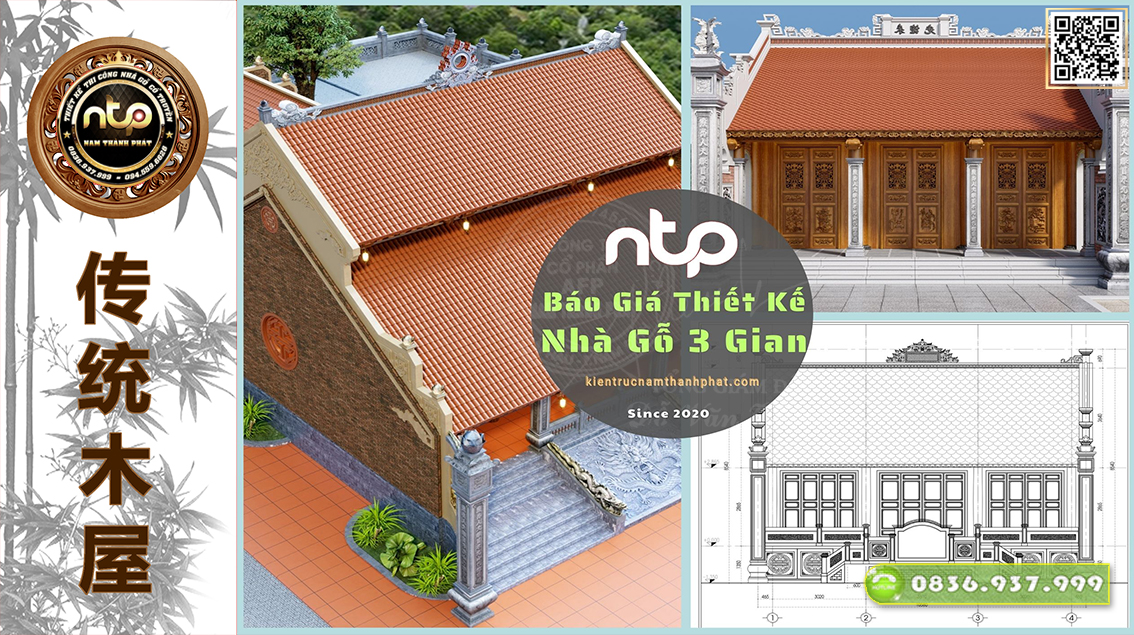 Báo Giá Thiết Kế Nhà Gỗ 3 Gian Bắc Bộ Mới Nhất | Nam Thành Phát