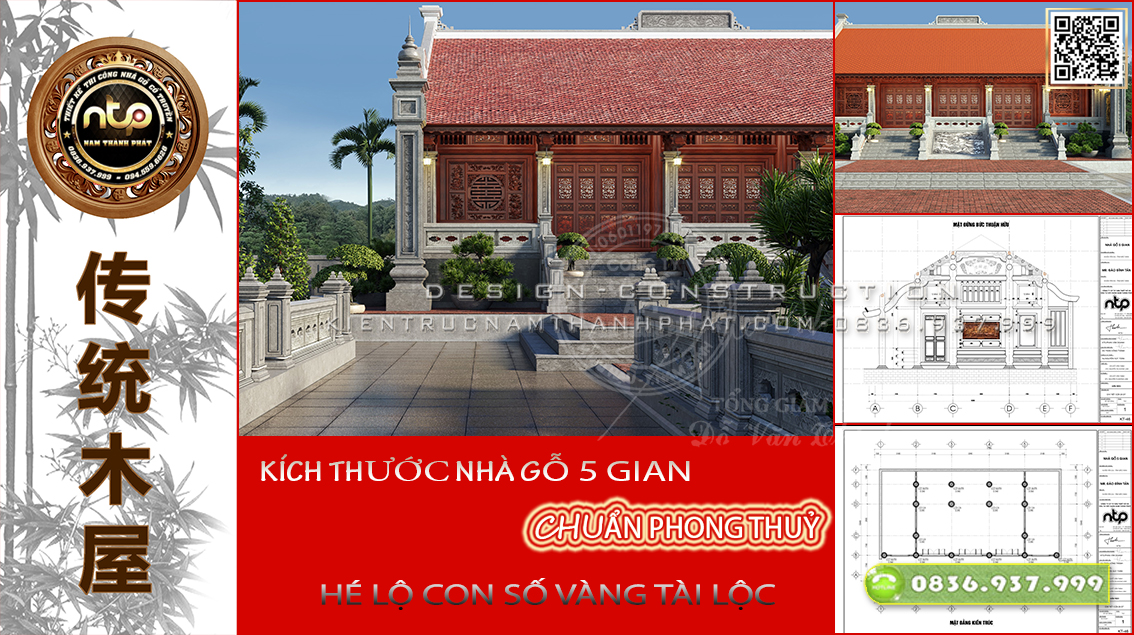 Bật Mí Kích Thước Nhà Gỗ 5 Gian Chuẩn Phong Thuỷ | Nam Thành Phát