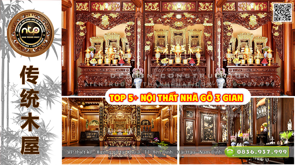 Top 5+ Nội Thất Nhà Gỗ 3 Gian Đẹp Chuẩn Mực Và Linh Hoạt Trong Bố Cục | 0836 937 999