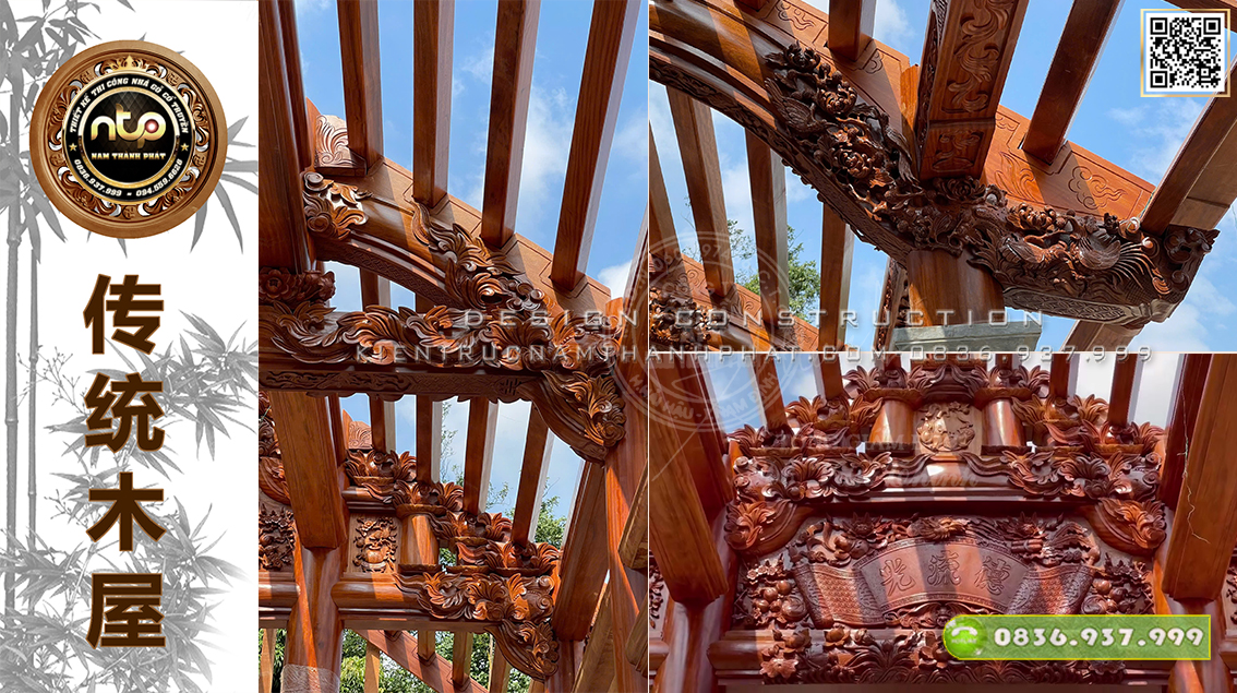 Lắp Dựng Nhà Gỗ 5 Gian Thông Hiên 22 Cột Tại Yên Thành – Nghệ An 