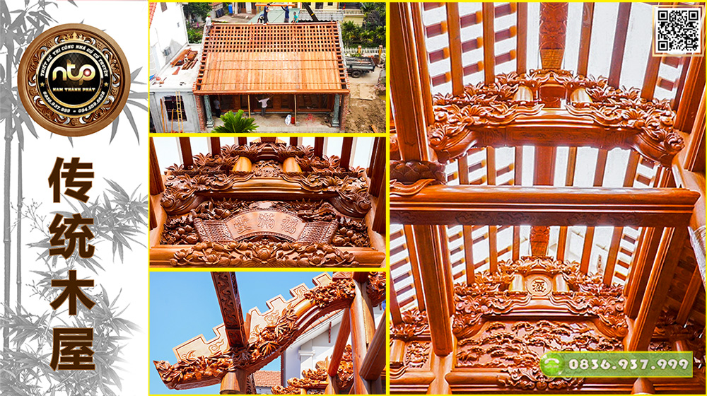 Dự Án: Nhà Thờ Gỗ 3 Gian Kết Hợp Nhà Ngang Liền Kề - Thi Công Tại Thái Bình | Nam Thành Phát 