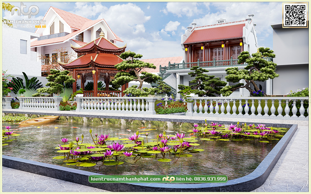 Mẫu Nhà Gỗ 3 Gian 2 Mái Trên Tầng 2 | Lầu Lục Giác Đẹp Trong Khuôn Viên Thơ Mộng | Nam Thành Phát 