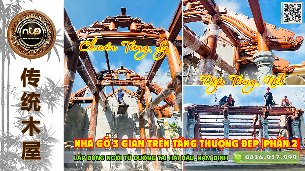 [Phần 2] Lắp Dựng Nhà Gỗ 3 Gian Trên Tầng Thượng Đẹp Tại Hải Hậu | Chuẩn Từng Ly - Đẹp Từng Nét