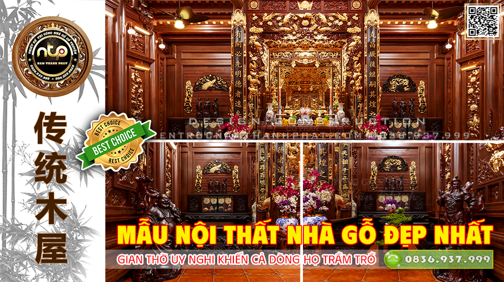 Mẫu Nội Thất Nhà Gỗ Đẹp Nhất 2025 | Gian Thờ Uy Nghi Khiến Cả Dòng Họ Trầm Trồ | 083 693 7999