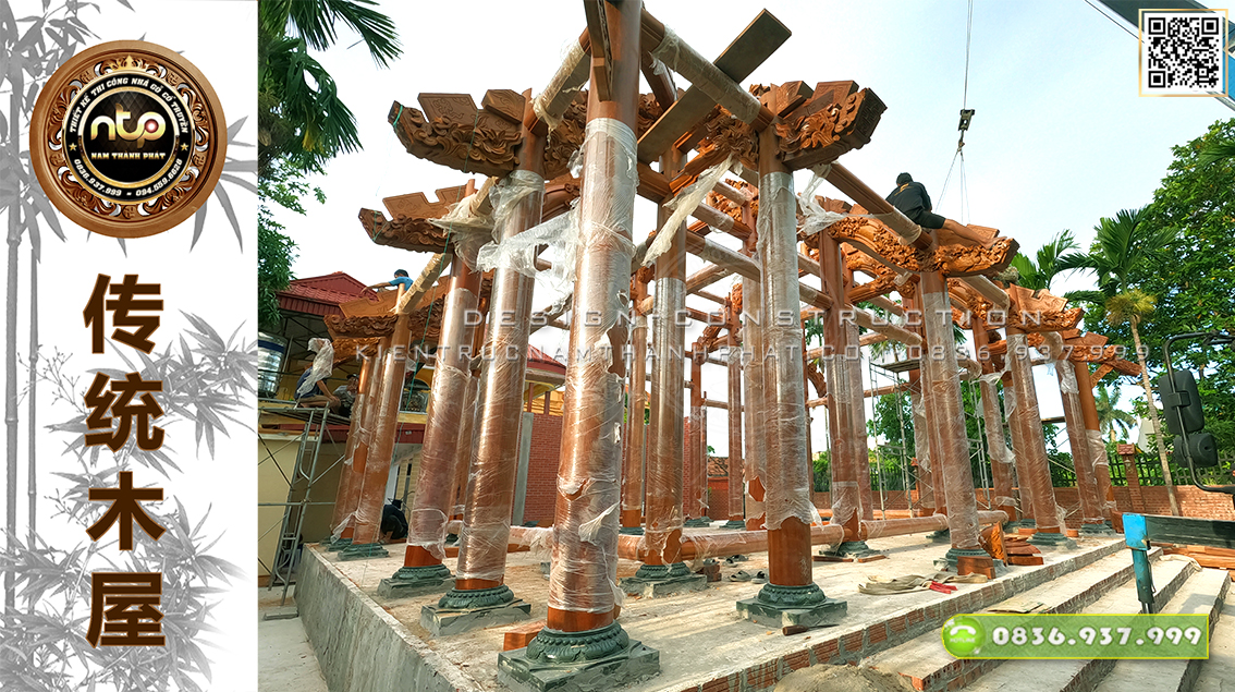 Lắp Dựng Nhà Gỗ 3 Gian Có Hậu Cung | Mẫu Nhà Thờ Gia Tiên Đẹp Tại Hải Hậu Nam Định [Phần2]