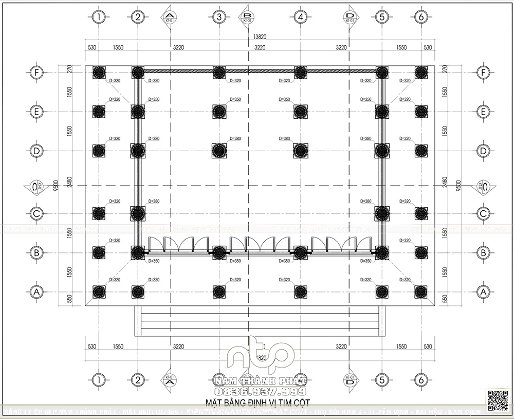 Mặt bằng ngôi nhà gỗ 3 gian 2 chái