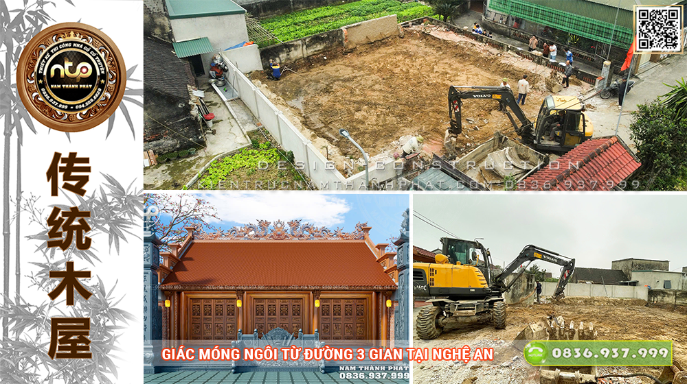 Giác Móng Ngôi Từ Đường 3 Gian Tại Nghệ An | Kiến Trúc Nam Thành Phát