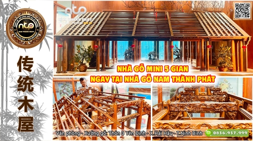 Nhà Gỗ Mini 5 Gian Ngay Tại Nhà Gỗ Nam Thành Phát | Bản Thu Nhỏ Hoàn Hảo Của Nhà Gỗ 5 Gian Cổ Truyền