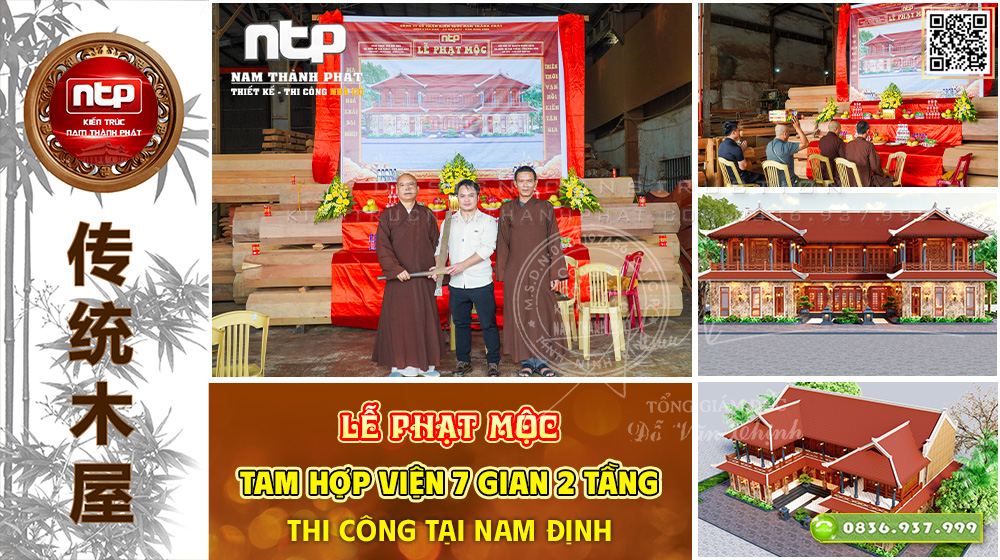 Lễ Phạt Mộc Tam Hợp Viện 7 Gian 2 Tầng Tại Nam Định | Thi Công Nhà Gỗ Trọn Gói Nam Thành Phát