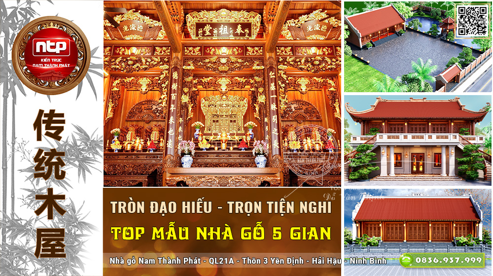 TOP Mẫu Nhà Gỗ 5 Gian 