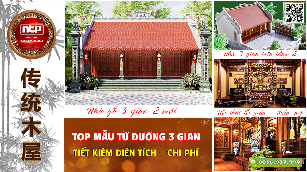 TOP Mẫu Từ Đường 3 Gian Tiết Kiệm Diện Tích Và Chi Phí | Nhà Gỗ Nam Thành Phát 