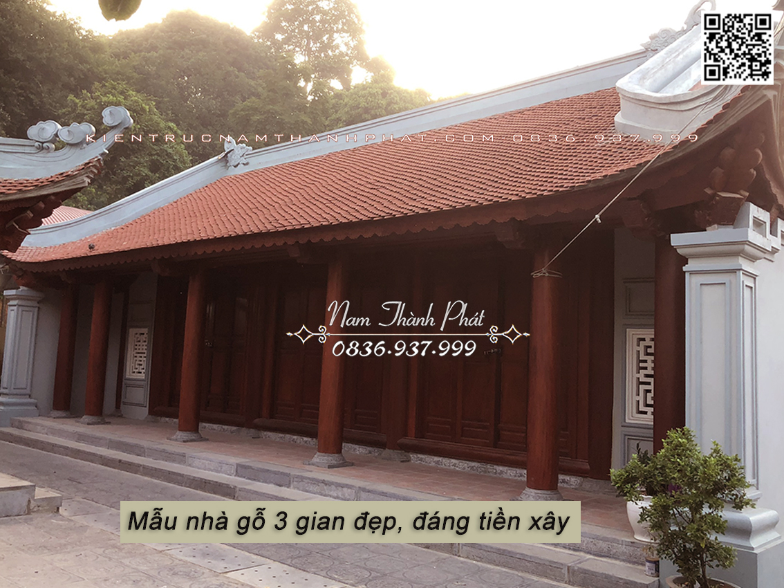 Mẫu nhà gỗ 3 gian đẹp