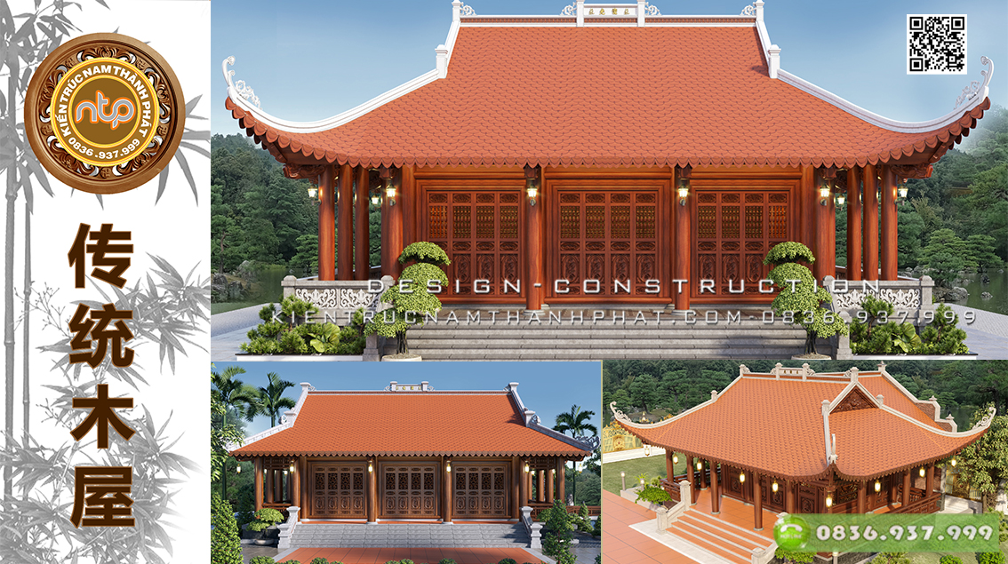 Nhà gỗ 3 gian 4 mái | Những mẫu nhà gỗ 3 gian 4 mái đẹp không thể bỏ lỡ | Nam Thành Phát