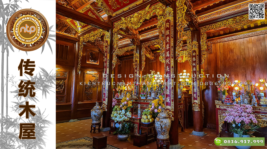 Bật mí cách bài trí nội thất trong nhà gỗ 3 gian chuẩn lối cổ truyền