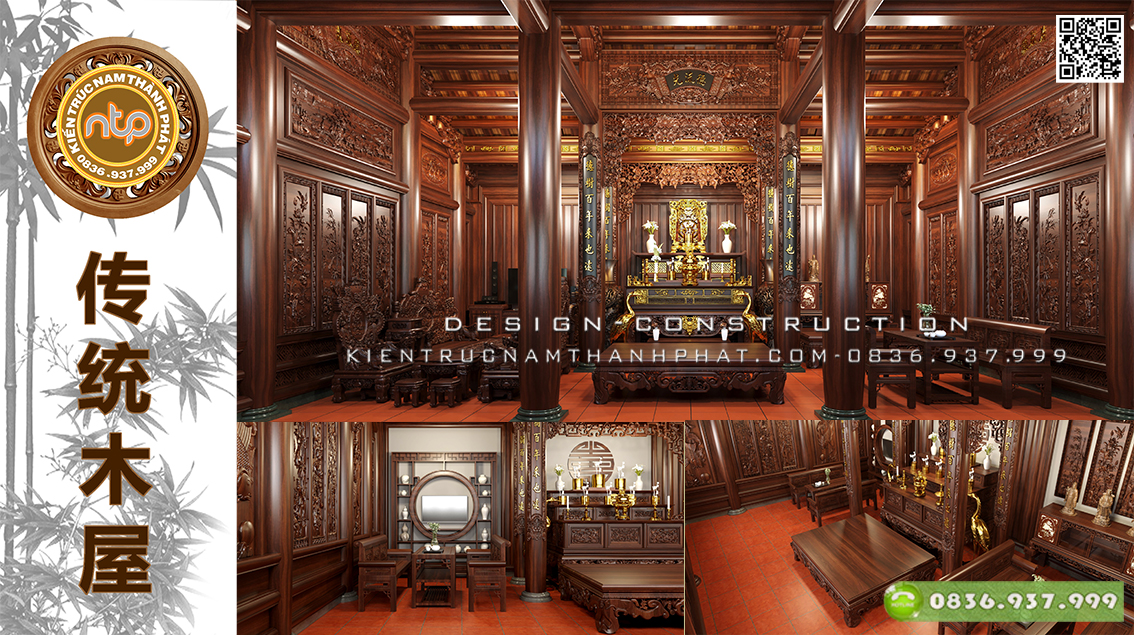 Tìm hiểu không gian nội thất trong nhà gỗ cổ truyền 3 gian | Chúng có vai trò như thế nào | Nam Thành Phát