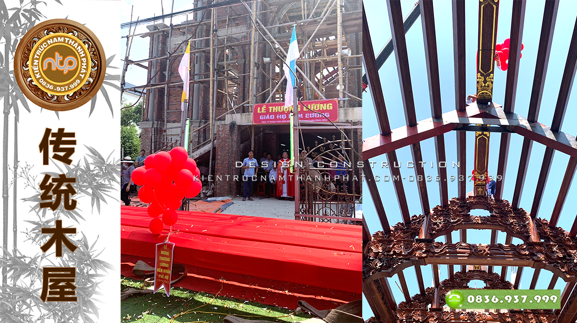 Thượng lương - Lễ cất nóc nhà thờ giáo họ Nam Cường tại Nam Định - Những cấu kiện siêu khủng