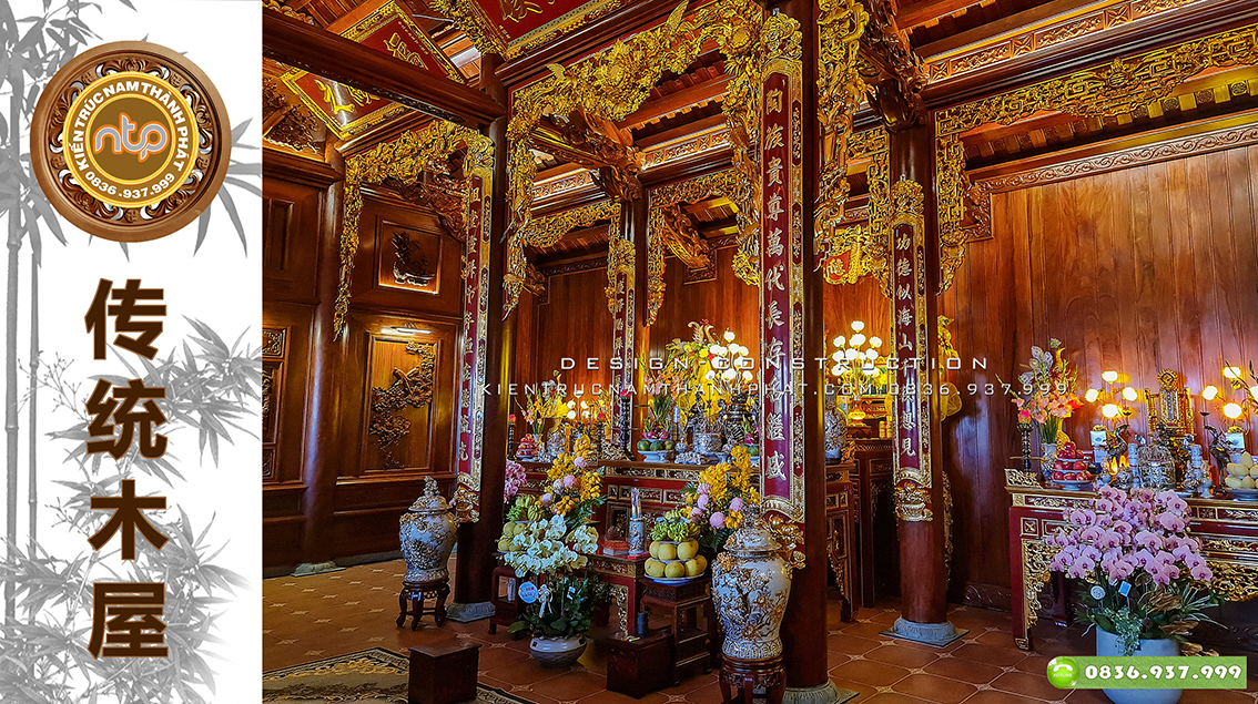 Siêu nội thất trong nhà gỗ 5 gian lắp dựng tại Bắc Ninh có gì đặc biệt