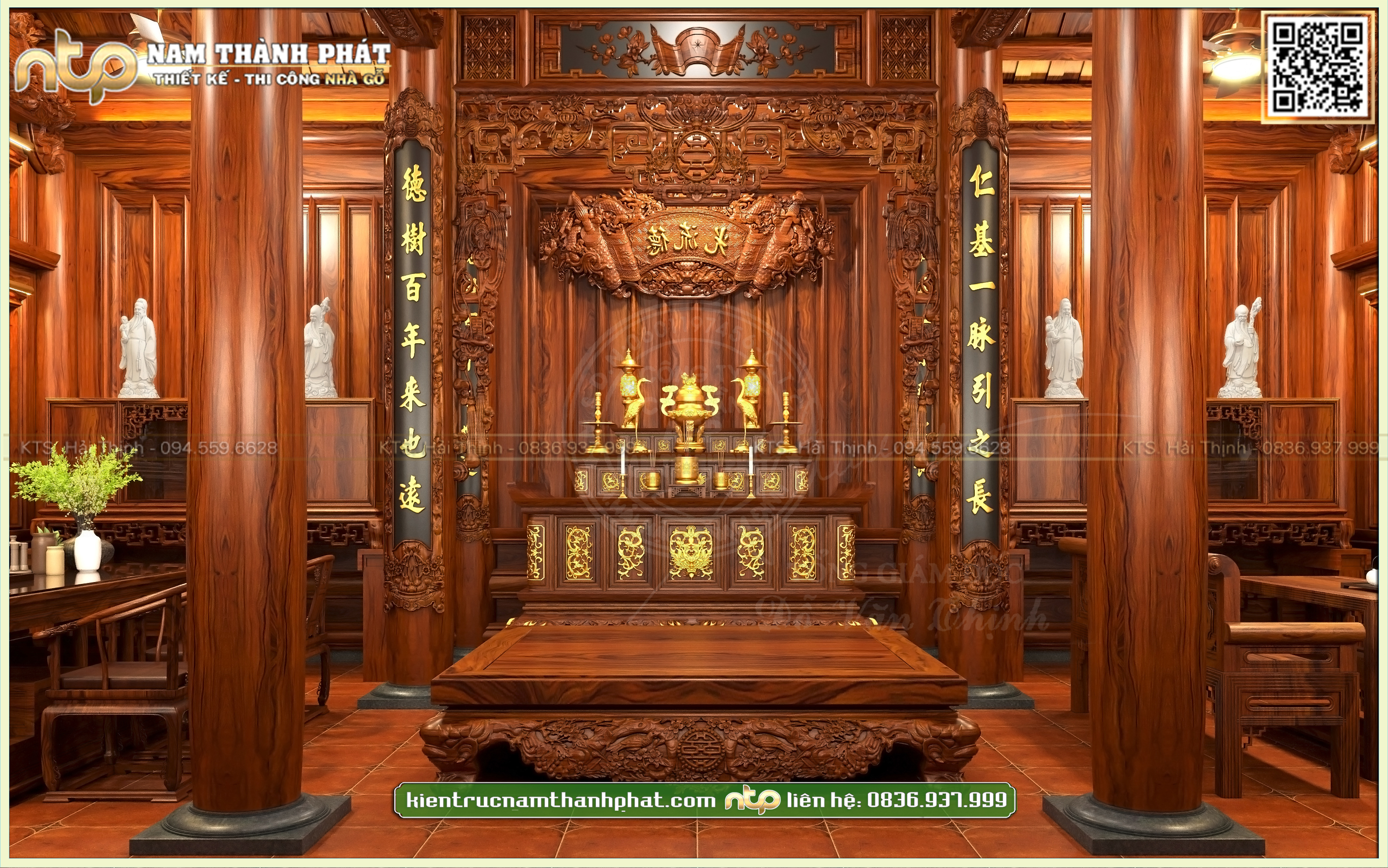 Thiết Kế Nội Thất Nhà Gỗ 3 Gian Cho Đại Gia Thanh Hóa - Nội Thất Gỗ Tự Nhiên Sang Trọng Đẳng Cấp