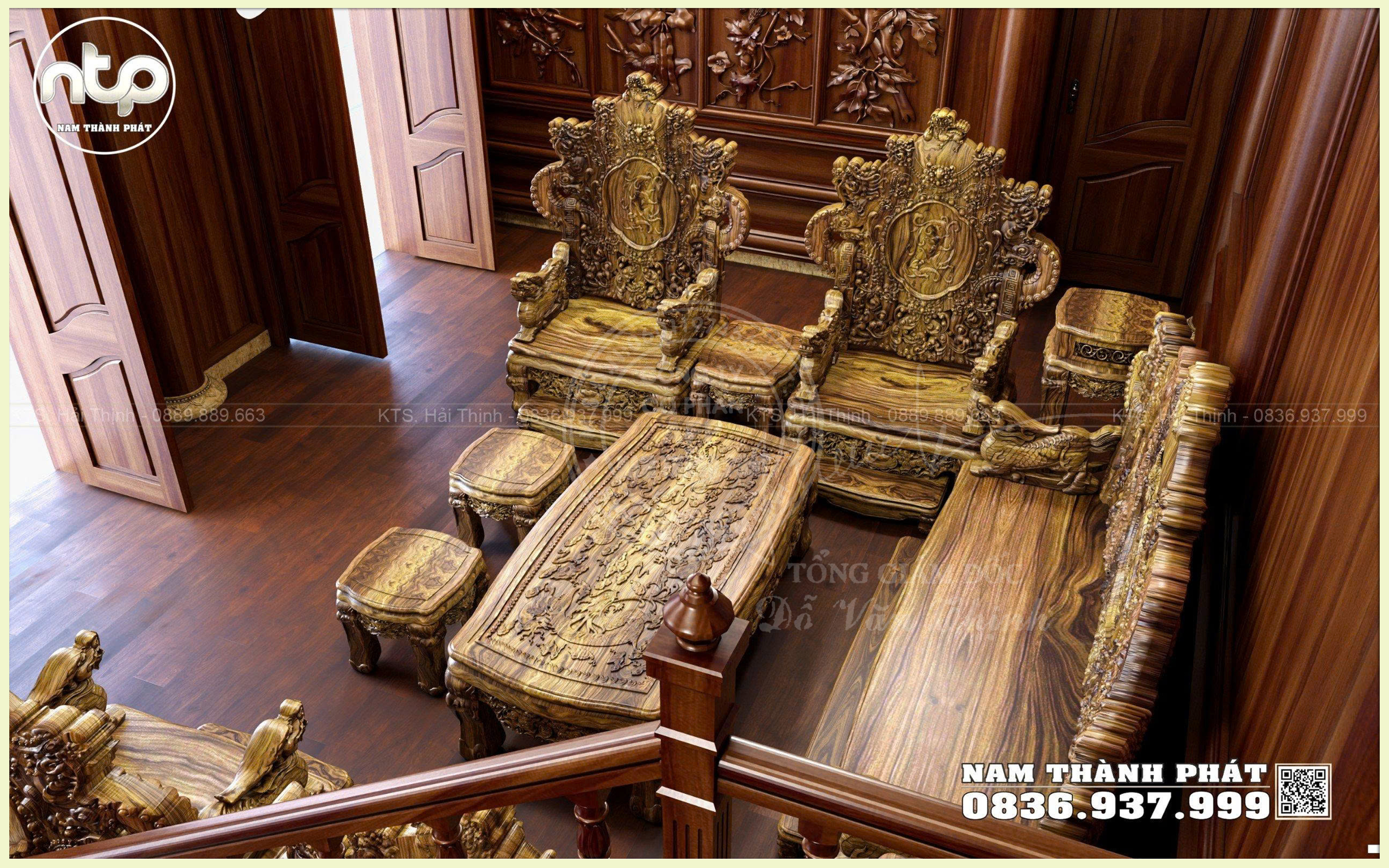 Nội Thất Phòng Khách Nhà Gỗ 2 Tầng Hiện Đại Đẳng Cấp, Sang Trọng | Nam Thành Phát