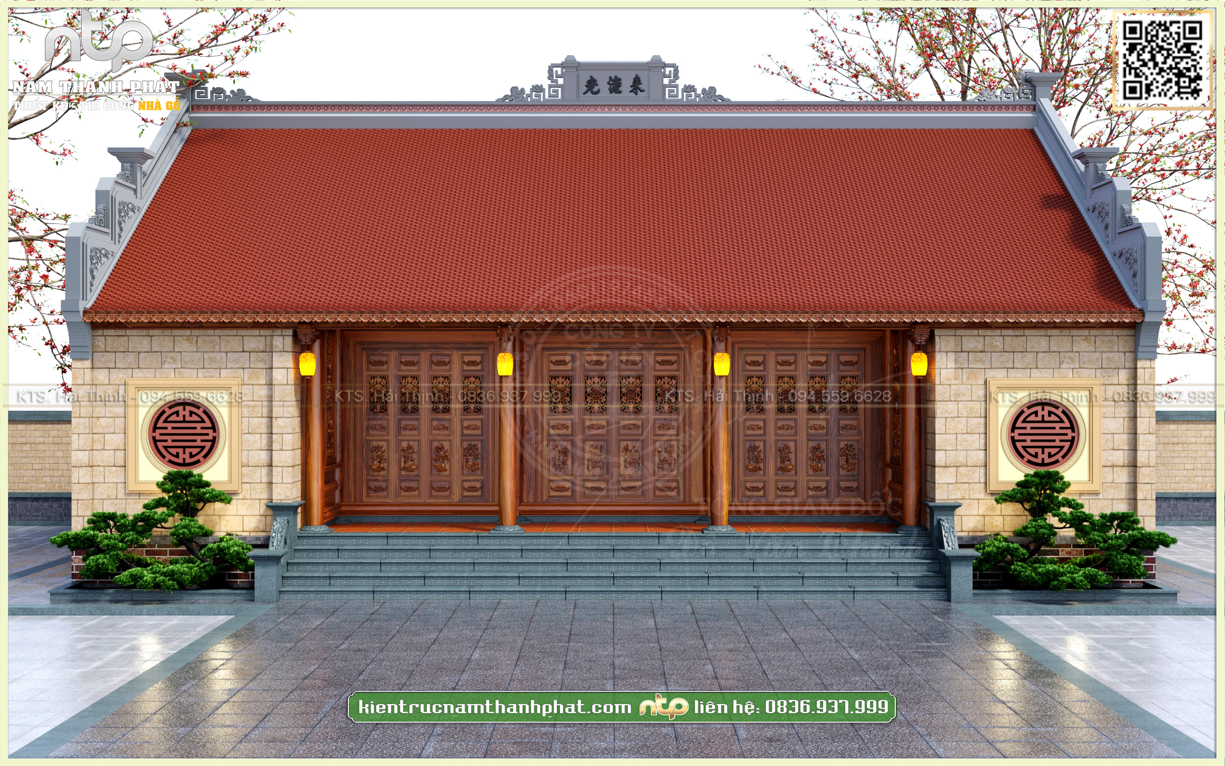 Nhà Gỗ 5 Gian 2 Buồng Gói Đẹp Chuẩn Lối Cổ Truyền Kích Thước 16,9m x 9,3m