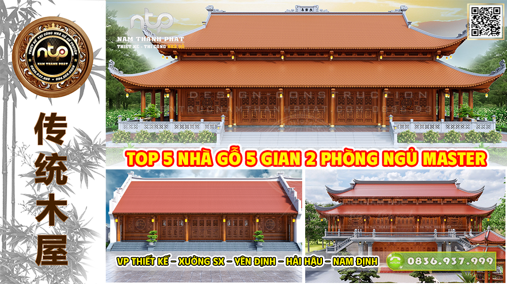 TOP 5 Mẫu Nhà Gỗ 5 Gian 2 Phòng Ngủ Master | Không Gian Thờ Tự Và Nghỉ Ngơi Lý Tưởng