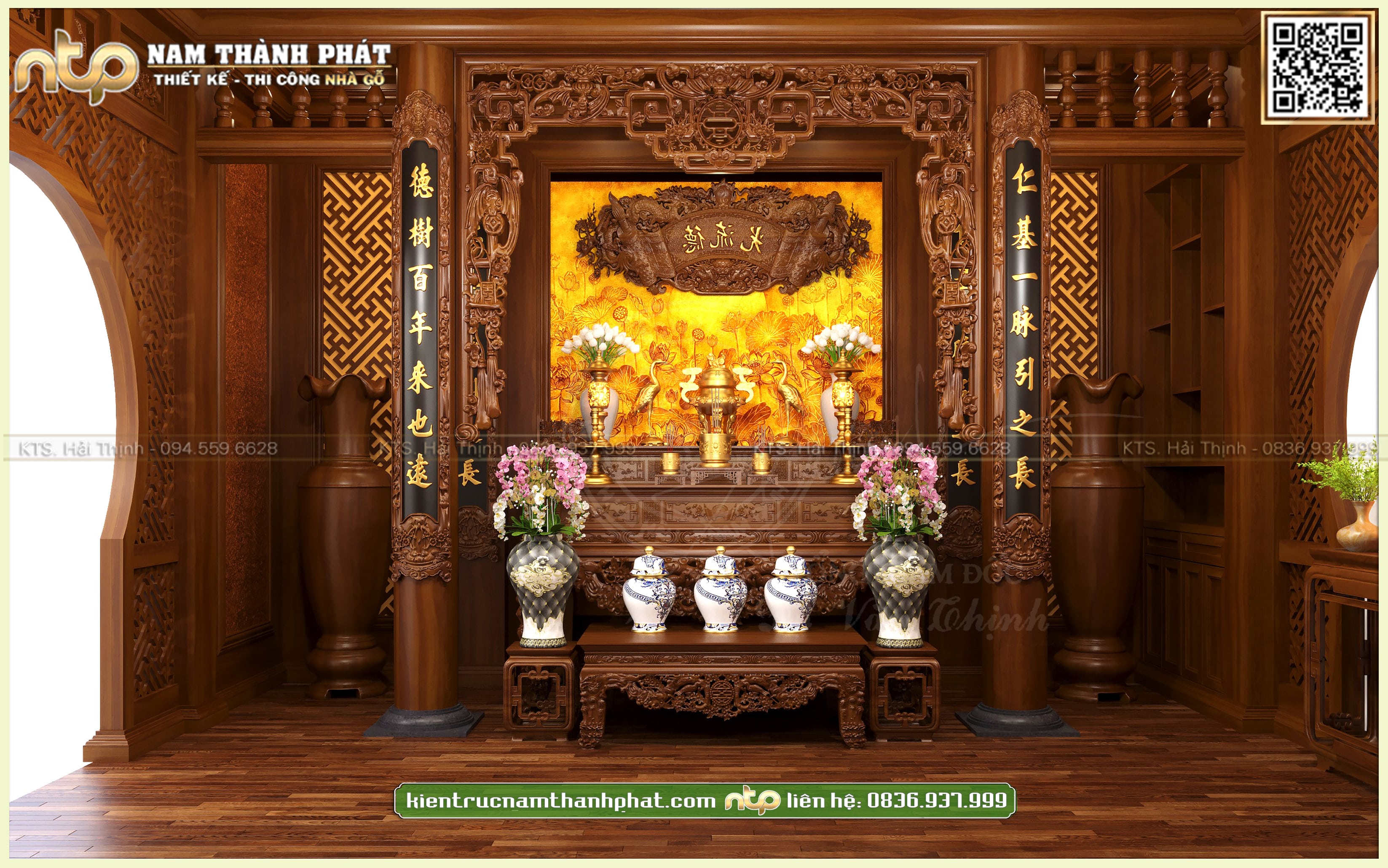 Mẫu Thiết Kế Nội Thất Phòng Thờ Trong Căn Nhà Phố Hiện Đại Kết Hợp Bar Mini Tiện Lợi - Không Gian Thờ Cúng Trang Nghiêm Tiện Nghi 