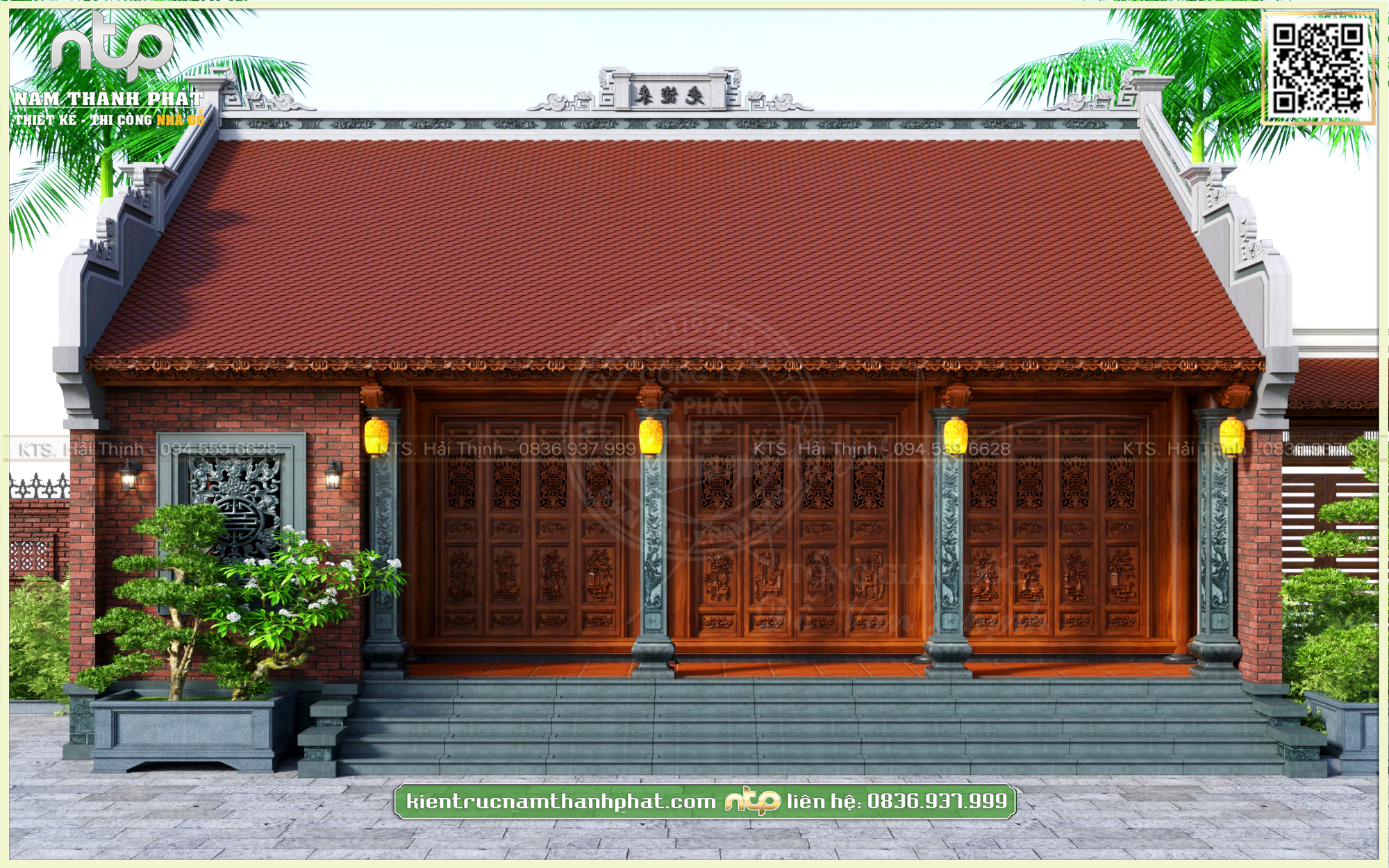 Thiết Kế Nhà Gỗ 3 Gian 1 Buồng Siêu Đẹp - Mẫu Nhà Gỗ 4 Gian Đầy Đủ Tiện Nghi Tại Thái Bình